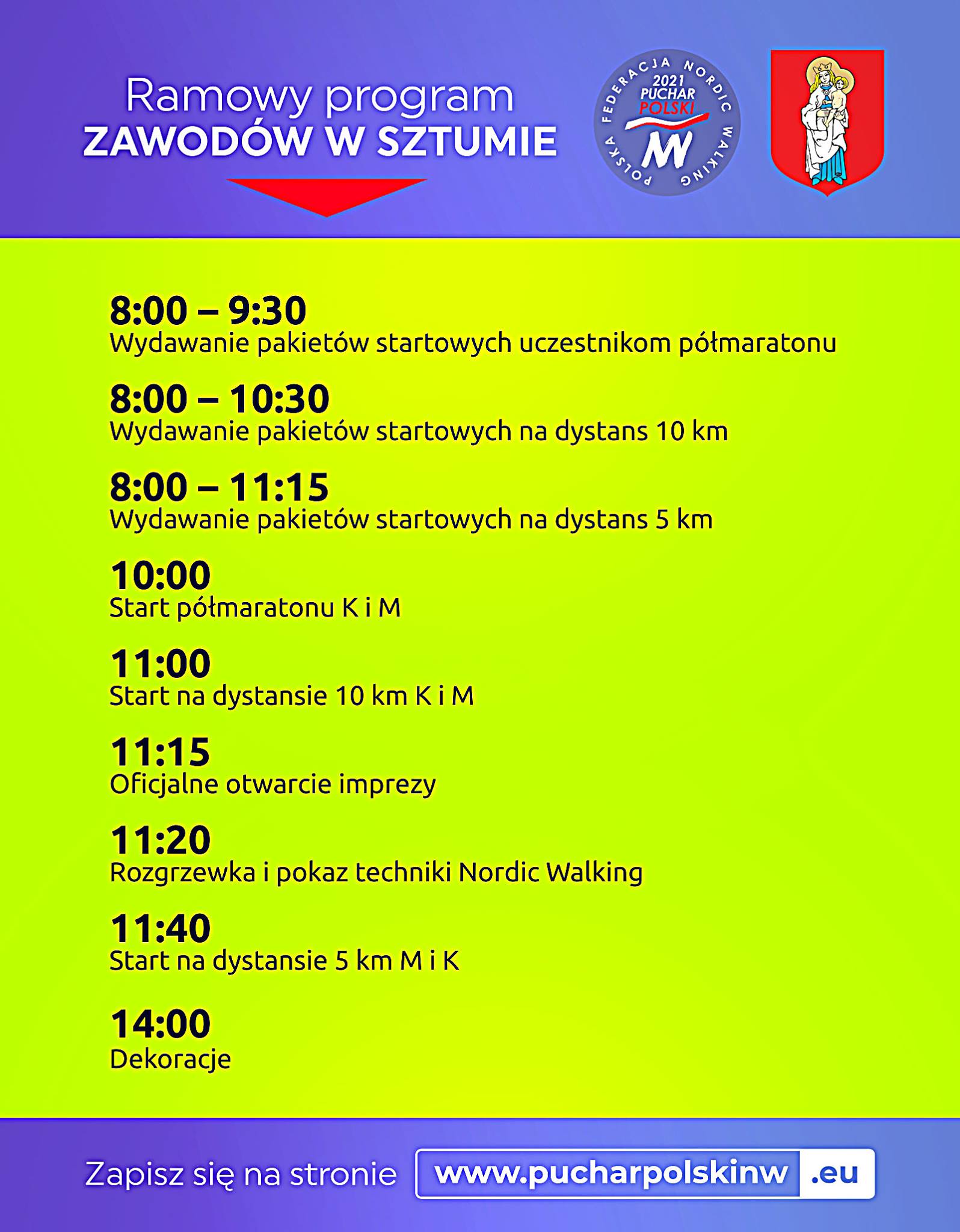 Obrazek przedstawia Plakat informacyjny ramowy programu zawodów