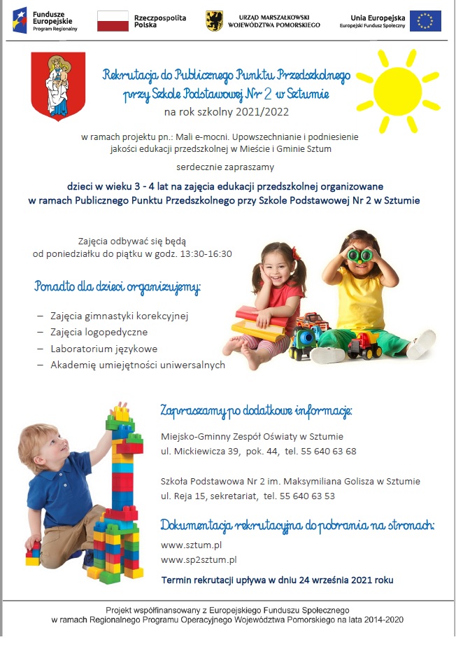 Plakat informujący o rekrutacji do przedszkola