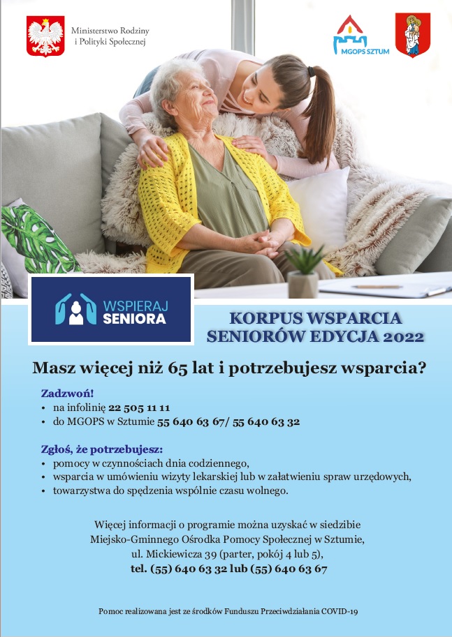 Grafika przedstawiająca informacje o Korpusie Wsparcia Seniorów Edycja 2022