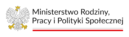Logotyp Ministerstwa Rodziny, Pracy i&nbsp;Polityki Społecznej z&nbsp;godłem Polski i&nbsp;nazwą instytucji na&nbsp;białym tle