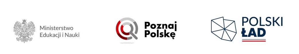 Grafika przedstawiająca logotypy: Ministerstwo Edukacji i Nauki, Poznaj Polskę , Polski Ład