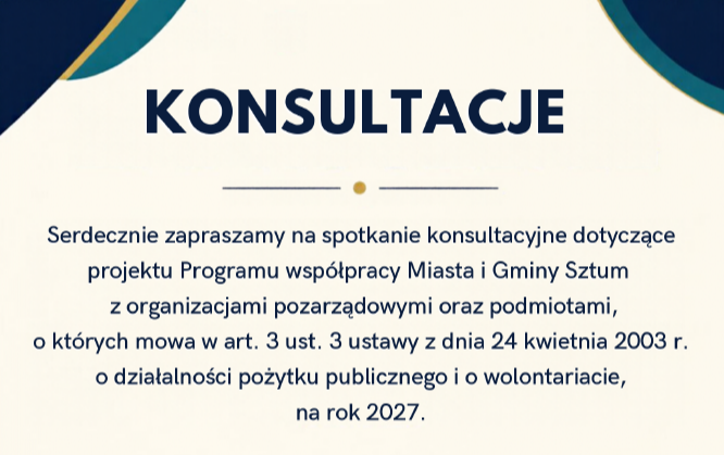 Konsultacje Programu współpracy Miasta i Gminy Sztum z NGO na rok 2027
